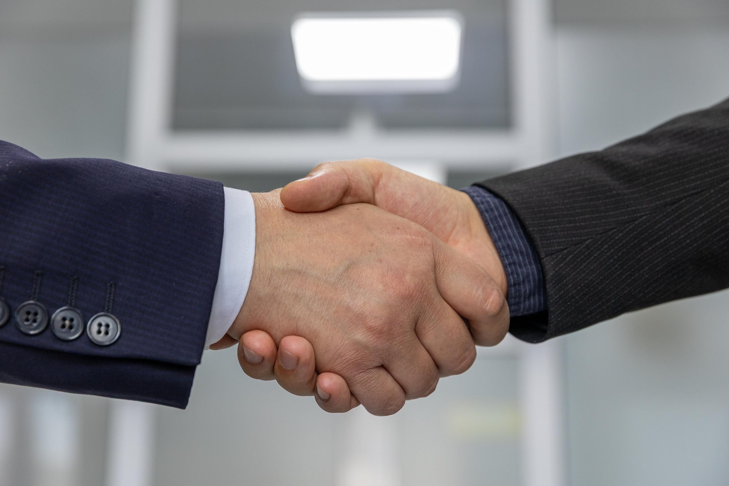 Business handshake between recruitment consultant and employer